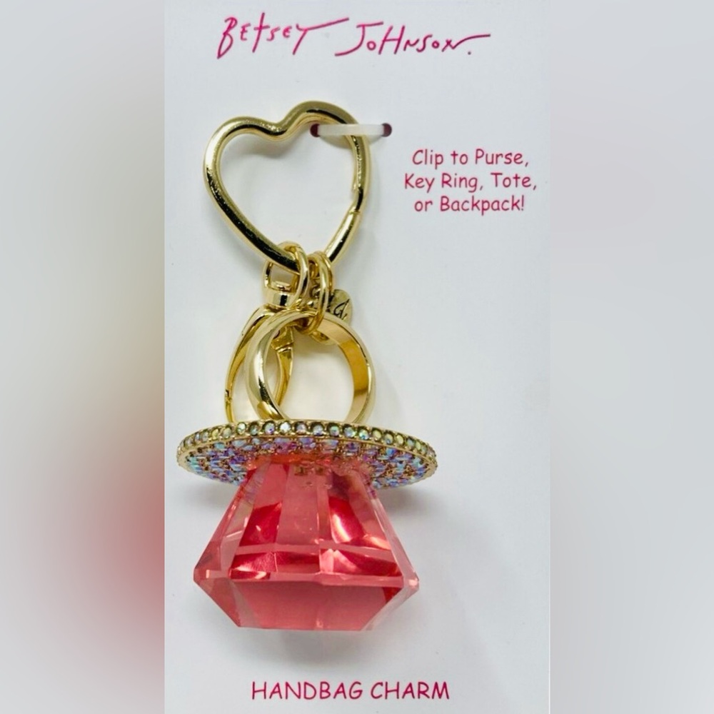Betsey Johnson Viral Ring Pop Bag Charm Coral Pink and Gold
